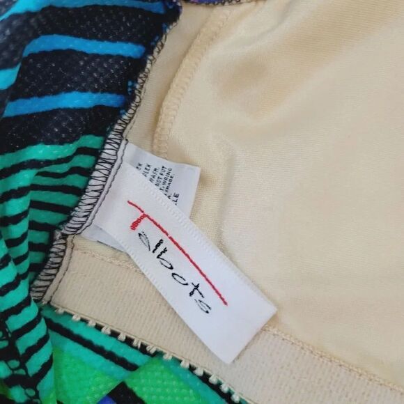 NEW Vintage 80s Talbots Striped Plaid Swim Romper with Attached Shorts Size 12 - Picture 11 of 13